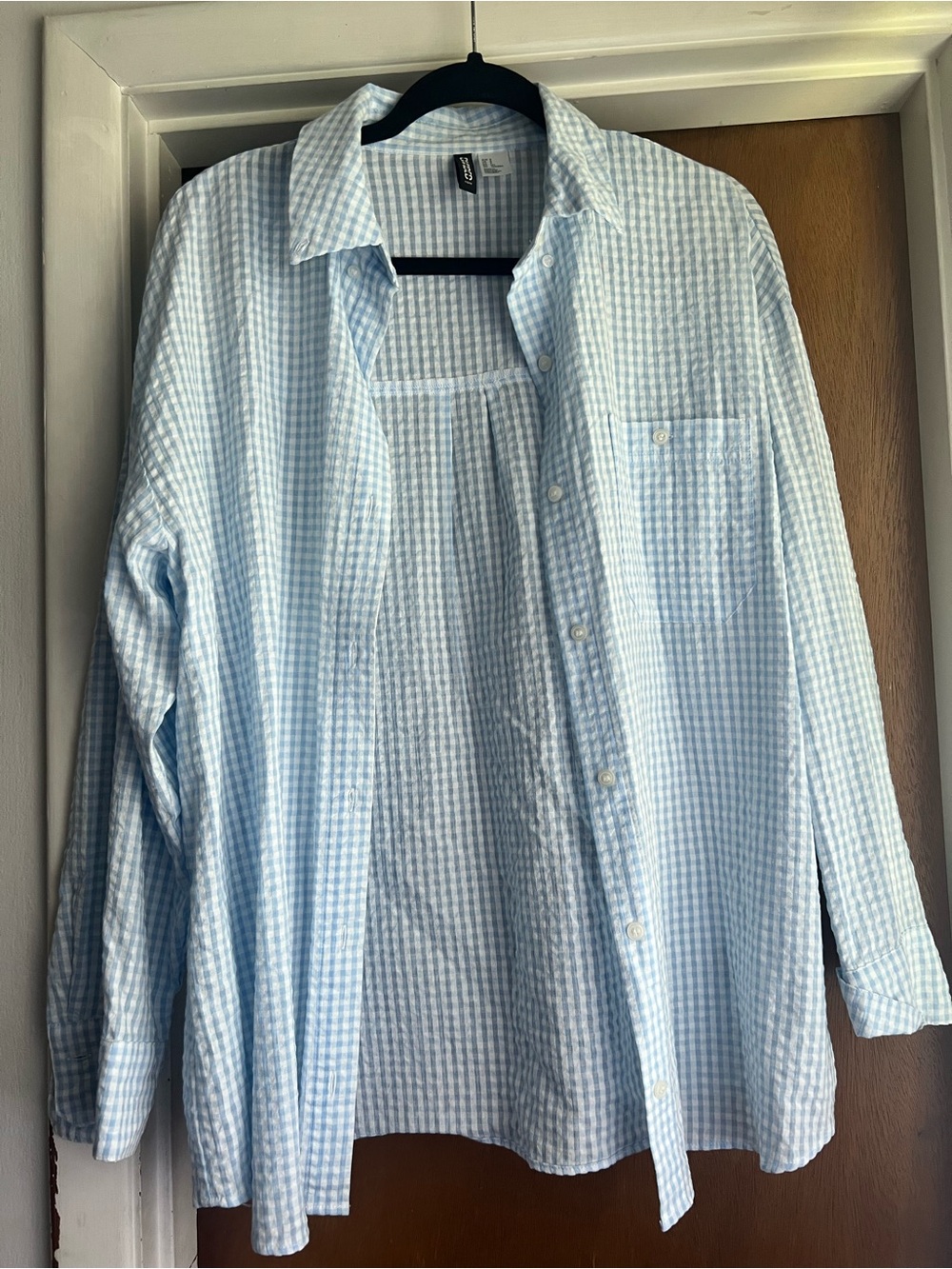 H&M Light Blue Gingham Casual Button-Down Shirt